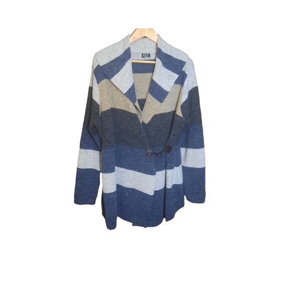 Sioni Womens Colorblock Wide Collar Gray Sweater WrapToggle Button Close Size XL - Picture 5 of 5